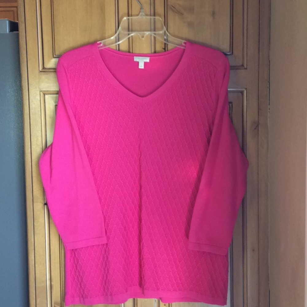 FINAL SALE PRICE Talbot’s Fuchsia LS Cotton Scoop Neck Sweater